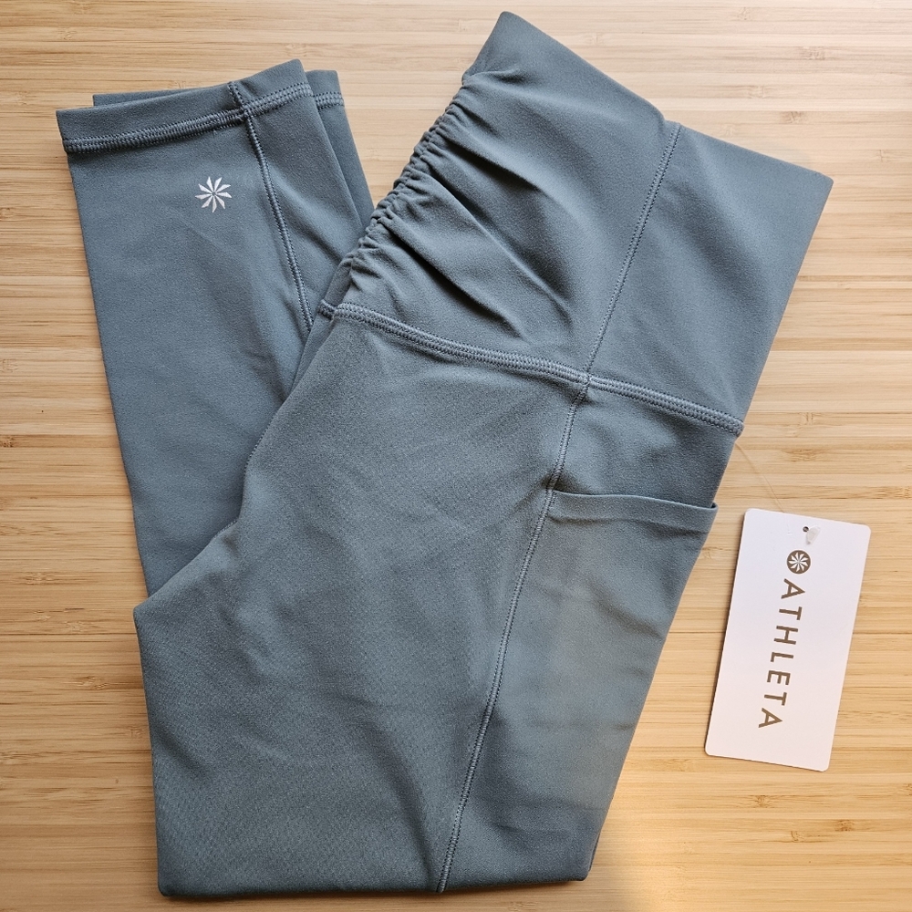 NWT Athleta Salutation Stash Cinch 7/8 Tight / Leggings P Small (green)